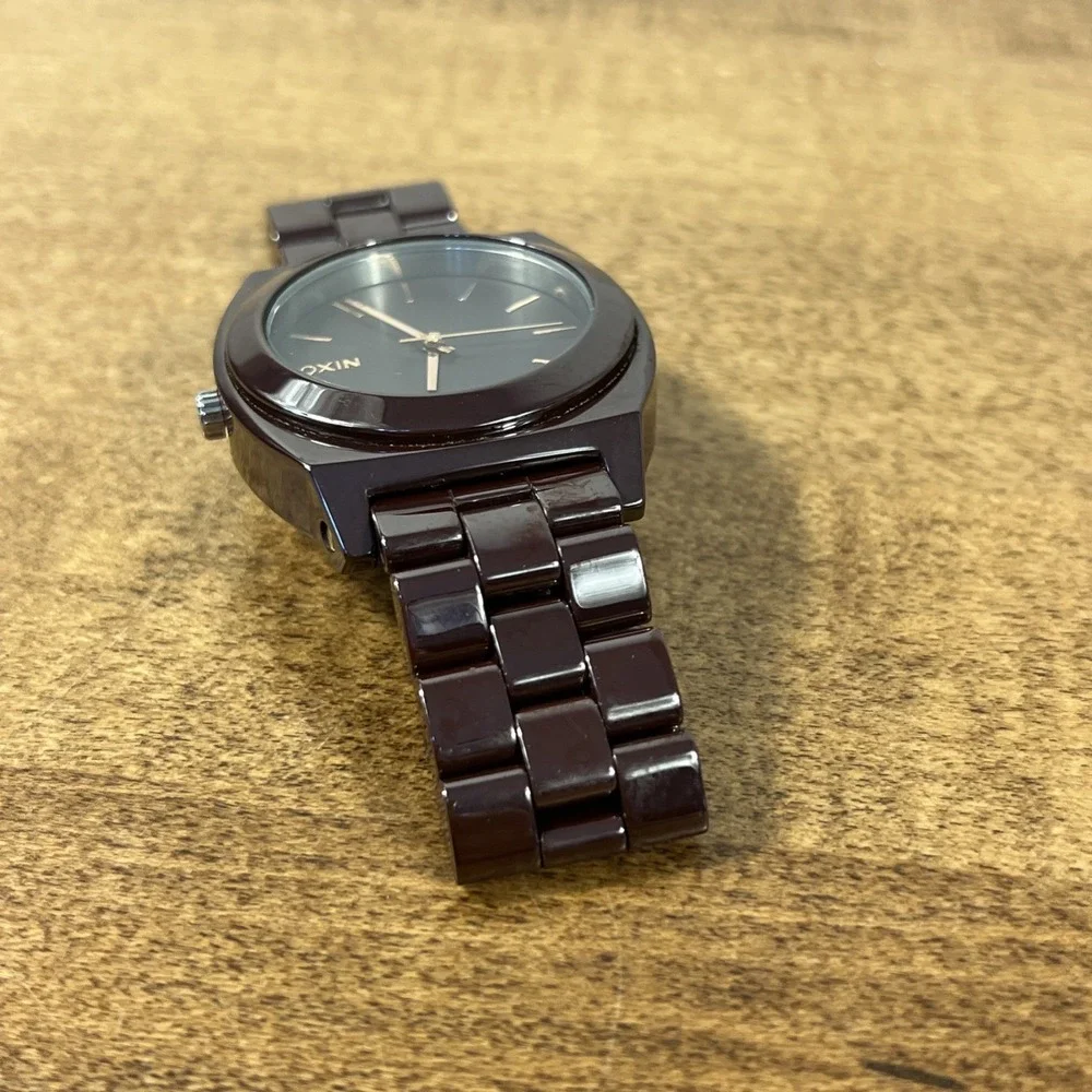Nixon Men's The Time Teller Brown Ceramic‎ Quartz Watch - Untested Needs Battery